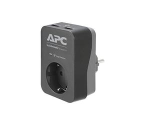 Apc Surge Protector Pme1Wu2B-Gr Adattatore Presa Con Protezione Da Sovratensioni, 1 Spina Schuko, 2 Uscite Di Ricarica Usb, Nero, 1 Presa