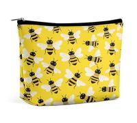 Ape da, a nido d'ape, a forma di calabrone, grande capacità, borsa per il trucco in PU, organizer da viaggio per cosmetici con chiusura a cerniera, astuccio per articoli da toeletta resistente