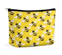 Ape da, a nido d'ape, a forma di calabrone, grande capacità, borsa per il trucco in PU, organizer da viaggio per cosmetici con chiusura a cerniera, astuccio per articoli da toeletta resistente