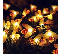 Ape Luce Stringa,KINGCOO Impermeabile 30Led Bumble Bee Lampada Solare Luci Corda Catene Luminose Esterno per Decorazione Natalizia Giardino (Bianco Caldo)