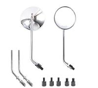 APEBAZY, specchio retrovisore per moto, classico retrò da 4 pollici, cromato, rotondo, per manubrio, con viti da 8 mm e 10 mm e aste in metallo, per ATV, scooter, dirt bike, cruiser, argento