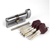 APECS Cilindro di chiusura CodeDeco ZM-110(50/60C)-C - Serratura di sicurezza per porta d'appartamento, doppio cilindro, 110 (50/60C) mm, con 5 chiavi, modello cromato