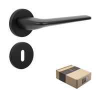 APECS Maniglia per Porte Interne e di Casa con Rosette Quadrate, Nera Opaca, Moderna, con Materiale di Fissaggio, Modello CAPELLA BB