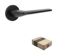 APECS Maniglia per porte interne, nera opaca, moderna, per porta di casa e porta interna, con rosette quadrate, con materiale di fissaggio, modello CAPELLA