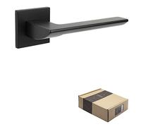 APECS Maniglia per porte interne, nera opaca, moderna, per porta di casa e porta interna, con rosette quadrate, maniglia con materiale di fissaggio, modello ELECTRA