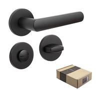 APECS Maniglie per interni Maniglia per porta interna Nero Opaco Maniglia moderna per porta anteriore e interna con rosette rotonde Set di maniglie con materiale di montaggio Accessori per porta