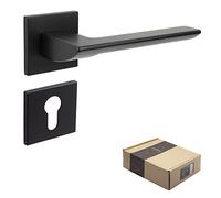 APECS Maniglie per porte interne, in nero opaco, moderne, con rosetta quadrata, guarnizione per porta con materiale di fissaggio, modello ELECTRA PZ - Professiolinder