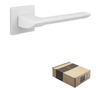 APECS Maniglie per porte interne, maniglia moderna per porte d'ingresso e interni con rosette quadrate set maniglia bianca opaca con materiale di fissaggio hardware porta modello ELECTRA