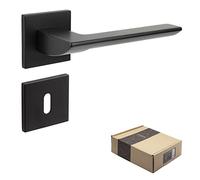APECS Maniglie per porte interne, maniglia nera opaca moderna per porta di casa e porta interna con rosetta quadrata, guarnizione con materiale di fissaggio, modello ELECTRA BB - Buntbart