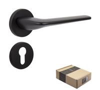 APECS Maniglie per porte interne, maniglia nera opaca moderna per porta interna con rosetta quadrata, guarnitura con materiale di fissaggio, modello CAPELLA PZ - Professiolinder