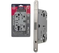 APECS Serratura magnetica moderna silenziosa con lamiera di chiusura per porte interne in casa e ufficio, modelli APECS 5300-MC-PZ (cilindro profilato)