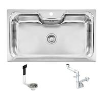 Apell Lavello Cucina 1 Vasca Incasso Larghezza 86 cm materiale Acciaio Inox finitura Satinata - CR860IBC Serie Criteria