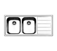 Apell Lavello 2 vasche (116x50cm) LINEAR Inox Spazzolato LN1162IRBC