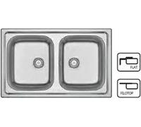Apell Lavello Cucina 2 Vasche in Acciaio Incasso Larghezza 86 cm colore Acciaio Spazzolato - ID862IBC