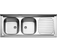 Lavello da Appoggio in Acciaio Inox 2 Vasche a Sinistra Dimensioni 120x50 cm PI1