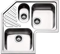 APELL Serie Roma Lavello da Incasso Angolare 2 Vasche e 1 Vaschino Dimensioni 83 x 83 cm Colore Inox