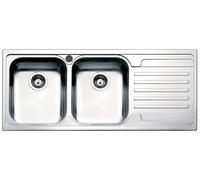 APELL Serie Venezia Lavello da incasso 2 Vasche con Gocciolatoio a Destra Dimensioni 116 x 50 cm Colore Spazzolato