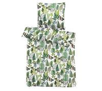 Apelt, Set di Biancheria da Letto in Raso di Cotone, Bianco/Verde, 135 x 200 x 0.2 cm, 2 unità