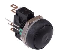APEM Pulsante a Pressione Nero Tondo LED Verde 16mm DPDT 5A IP67