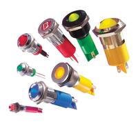 APEM Q14P1CXXB12E Indicatore LED Blu 14mm 12V DC Con Cornice Cromata Prominente