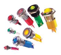 Apem Q14P1CXXY12E 14mm LED Pannello Indicatore Giallo 12V Dc Prominente Cromo