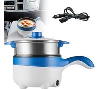 APENCHREN Padella Elettrica per Auto 12V/24V con Vaporiera, Padella Elettrica Antiaderente da 2 Litri 18 cm, Mini Pentola Elettrica da Viaggio per Pasta, Tagliatelle, Verdure, Carne, Uova,12
