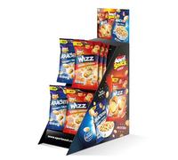 Aperisnack® - Espositore 72 snack - AP07.001.11 Espositore da Banco Aperisnack Arachidi Tostate e Salate e Arachidi Ricoperte Wizz gusto chili - Vendita Bar, monodosi, bustine con foro euroslot