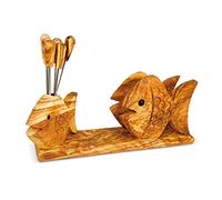 APERITIVI: Porta tovaglioli e forchettine in Legno d'olivo Forma Mela o Pesci Pesce