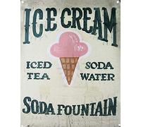 Aperiy Insegne in metallo per esterni con gelato e bibite gassate, per cucina, gelato e caramelle, poster in latta 20,3 x 30,5 cm