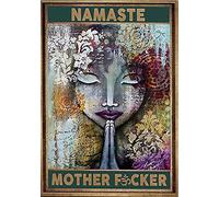 Aperiy Targa in metallo decorazione da parete artistica da appendere con scritta Namaste Mother er Yoga Wall Art Scultura Decorazioni per interni per la casa camera da letto 20 x 30 cm