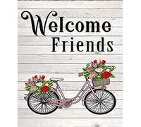Aperiy - Targa in metallo per interni ed esterni, con scritta "Welcome Friends", in metallo, decorazione da parete in casa, 20 x 30 cm