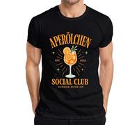 Aperölchen Social Club Summer Mode On Spritz - Maglietta da uomo, Nero , S