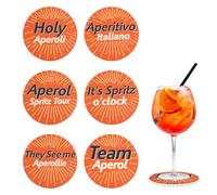 Aperol - Set di 6 sottobicchieri Aperol Spritz in ceramica, con fondo in sughero