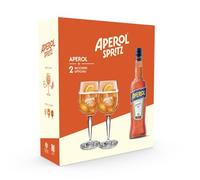 Aperol - Spritz Kit Regalo, Aperol 70 cl + 2 Calici | Set regalo con 2 calici ufficiali per preparare l'Originale Aperol Spritz a casa proprio come al bar