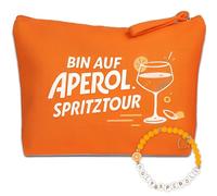 Aperol - Trousse regalo per cosmetici, con 1 braccialetto Aperol, regalo divertente per compleanno, Natale, per uomo, donna, trucco, borsa da viaggio, borsa per il trucco da donna (arancione)