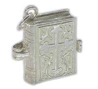 Apertura della Bibbia charm in argento sterling .925 x 1 Bibbie e ciondoli libri