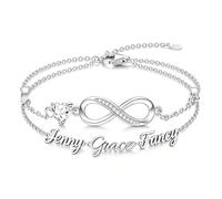 Apeso Braccialetto da donna in argento Sterling 925 con cuore infinito, personalizzabile con nome e pietra portafortuna, regalo per festa della mamma, compleanno, anniversario, Natale