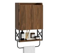Apetaccat Armadio da bagno ad albero, piccoli pensili con ripiano regolabile e ante di bloccaggio magnetico, armadio sospeso a parete per bagno/lavanderia, marrone noce
