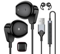 APETOO Auricolari USB con controllo del volume del microfono, 2,3 m, USB-A | Cuffie per computer con cavo lungo Pulsante Mute Chip DAC Stereo Wired Auricolari da Gioco per HP/Dell Laptop Zoom Ufficio