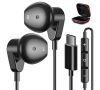APETOO Cuffie USB C per iPad iPhone 16 Pro Max 15 Plus, Samsung S25/S24/S23/S22/S21, HiFi Stereo Tipo C, Auricolari USB-C cablati con microfono Controllo del volume per Pixel/OnePlus/Huawei/Android