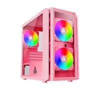 Apevia Phenom-PK Phenom Micro-ATX Gaming PC Case w/3X 120mm ARGB Fans, 366 Modalità di Luce RGB, 1 x Pannello Frontale in Vetro, Supporto GPU 340mm, 1X USB3.0, 2X USB 2.0, Rosa