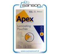 Apex 100 POUCHES A3 30x42cm 125 MICRON FOGLI LUCIDI PER PLASTIFICATRICE A CALDO