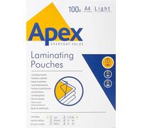 Apex 100 POUCHES A4 21x30cm 75 MICRON FOGLI LUCIDI PER PLASTIFICATRICE A CALDO