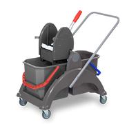 Apex Carrello Professionale per la Pulizia con Doppio Secchio da 25L, Strizzatore a Leva e Manico - Acciaio e Plastica, 71x40x75 cm