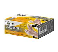 Apex Guanti Monouso Usa e Getta, 500 pezzi, Trasparenti in plastica adatti per contatto con Alimenti