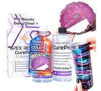APEX RESIN CurePro - Kit in resina epossidica trasparente per artigianato e arte, top coat, doming, bicchieri e fusione, resistente ai raggi UV, cura a basse e alte temperature (1 litro)