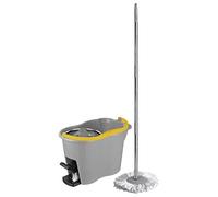 Apex Sistema Lavapavimenti con Secchio, Strizzatore a Centrifuga in Acciaio Inox, Manico e Mocio in Microfibra - Espresso Plus