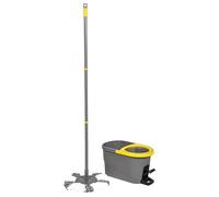 Apex Sistema Lavapavimenti con Secchio, Strizzatore a Centrifuga in Acciaio Inox, Manico in 3 Pezzi e Mocio in Microfibra - Spin Mop Espresso