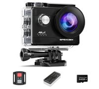 Apexcam 4K 60FPS EIS Action Cam 64MP Con Scheda di Memoria 64GB WiFi Sports Camera Ultra HD Telecamera subacquea 40M 170 ° Wide Angle 2.4G Telecomando Time Lapse 2x1350mAh Batterie