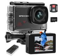 Apexcam M80 4K 60FPS 48MP WIFI EIS Action Cam Con 64GB Scheda 40M Fotocamera Subacquea Impermeabile Ultra HD Sport Camera 8X Zoom Pre-registrazione Wide Angle Con 2x1350 Batterie Kit Accessori